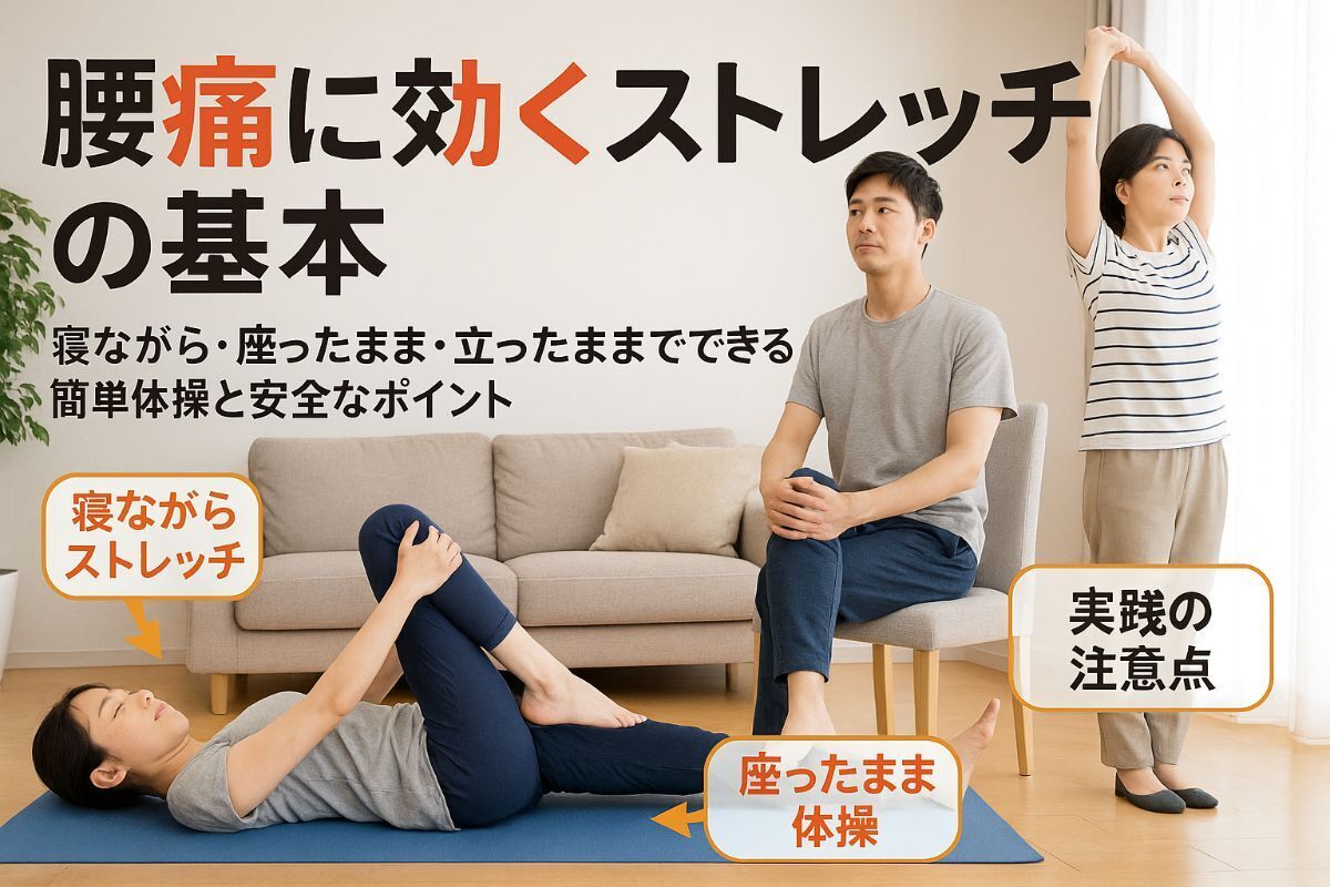 腰痛に効くストレッチの基本から即効で改善する方法｜寝ながら・座ったまま・立ったままの簡単体操と安全な実践ポイント