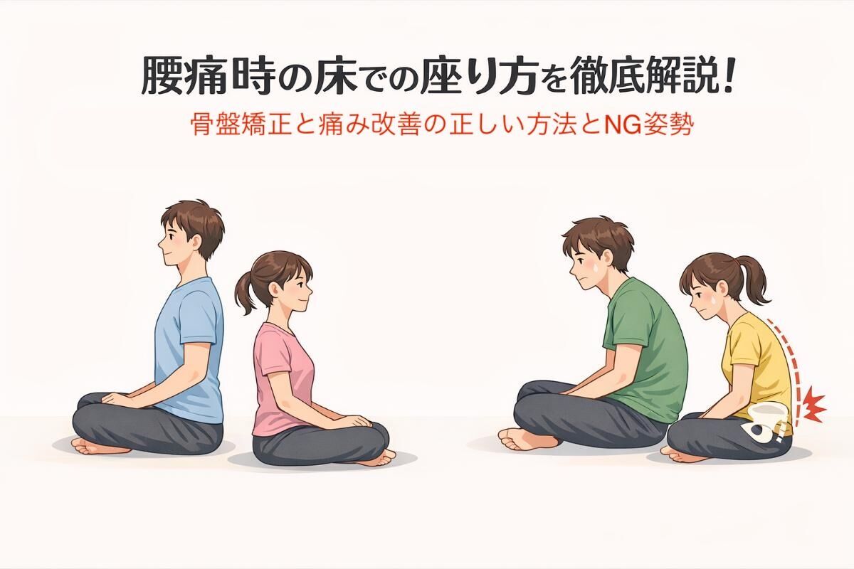 腰痛時の床での座り方を徹底解説！骨盤矯正と痛み改善の正しい方法とNG姿勢